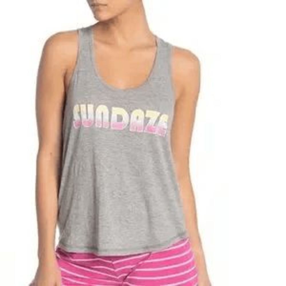PJ Salvage Graphic Racerback Pajama Top Grey Medium